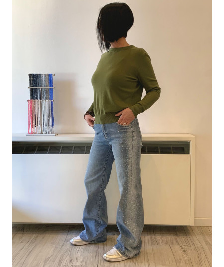 jeans palazzo strass