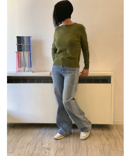 jeans palazzo strass