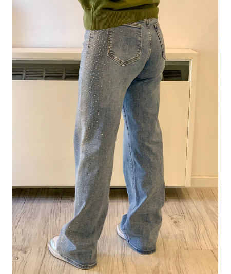 jeans palazzo strass