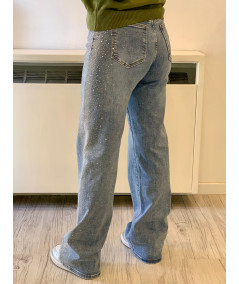 jeans palazzo strass