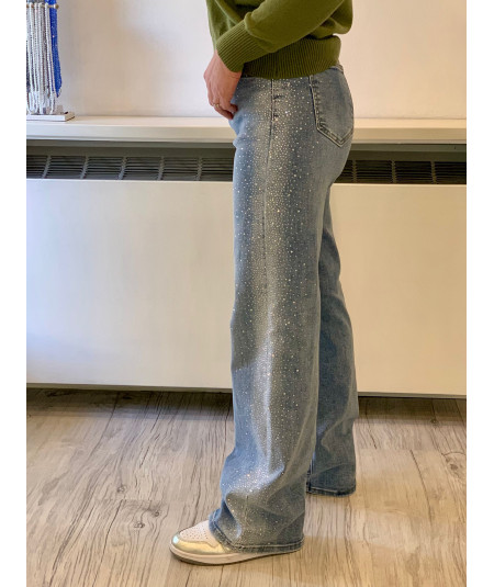 jeans palazzo strass