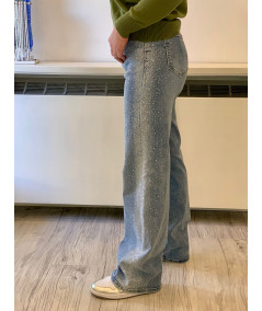 jeans palazzo strass