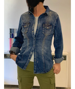 camicia jeans strass